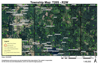 Dorena Lake T20S R2W Township Map Preview 1