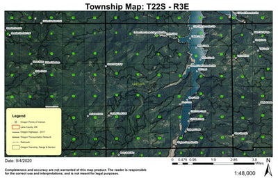 Hills Creek Reservoir T22S R3E Township Map Preview 1