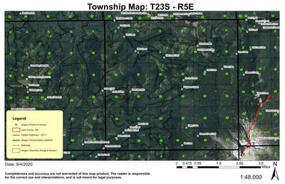 Diamond Peak Trail T23S R5E Township Map Preview 1