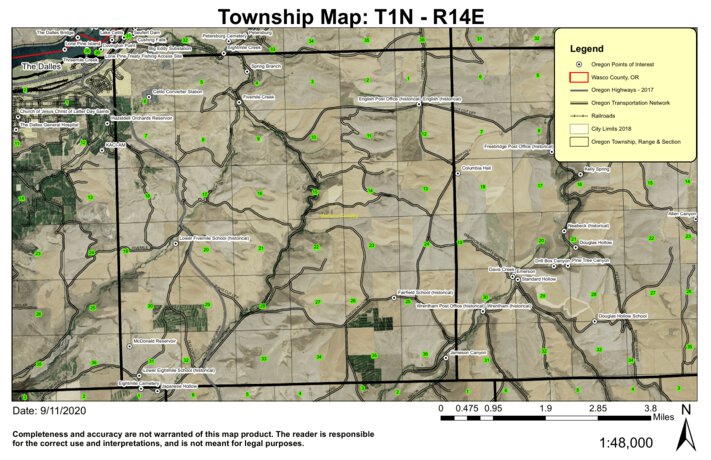Celilo T1N R14E Township Map by Super See Services | Avenza Maps
