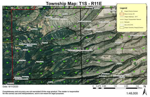 Saddle Camp T1S R11E Township Map Preview 1