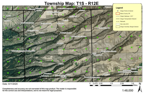 Mount Hood Flat T1S R12E Township Map Preview 1