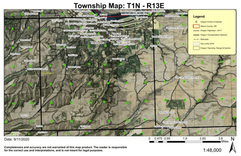 The Dalles T1N R13E Township Map Preview 1