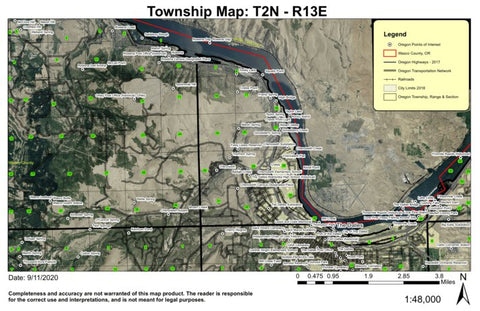 The Dalles T2N R13E Township Map Preview 1