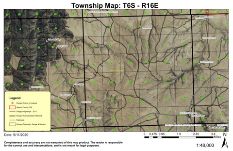Shaniko T6S R16E Township Map Preview 1