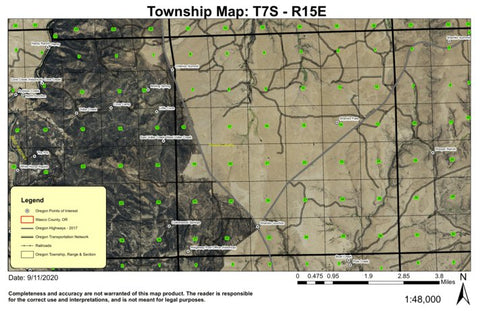 Shaniko Flats T7S R15E Township Map Preview 1