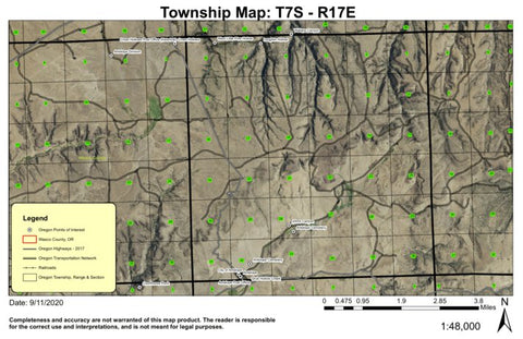 Antelope T7S R17E Township Map Preview 1