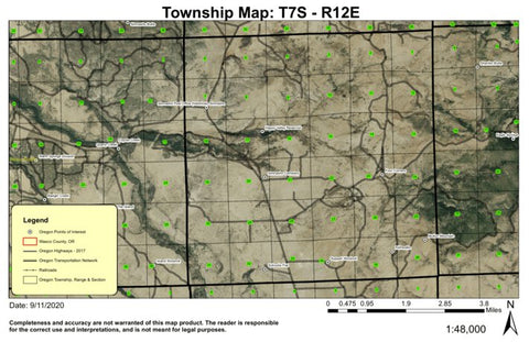 Simnasho T7S R12E Township Map Preview 1