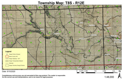 Klawhop Butte T8S R12E Township Map Preview 1