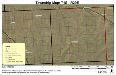 Buttermilk Canyon T1S R29E Township Map Preview 1