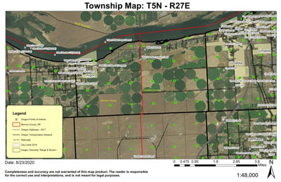 Irrigon T5N R27E Township Map Preview 1
