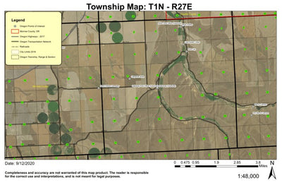 Carpenter Butte T1N R27E Township Map Preview 1