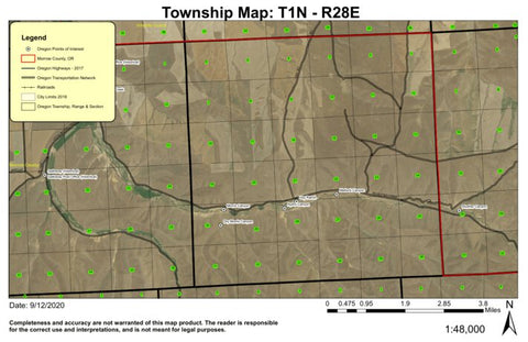 Morris Canyon T1N R28E Township Map Preview 1