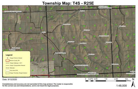 Hardman T4S R25E Township Map Preview 1