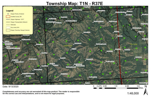 Thimbleberry Mountain T1N R37E Township Map Preview 1