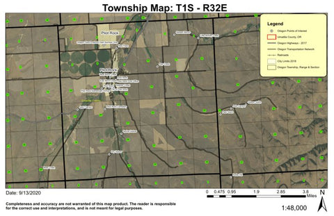 Pilot Rock T1S R32E Township Map Preview 1
