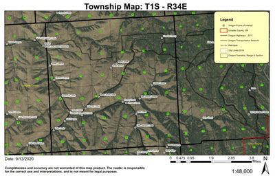 Coyote Canyon T1S R34E Township Map Preview 1