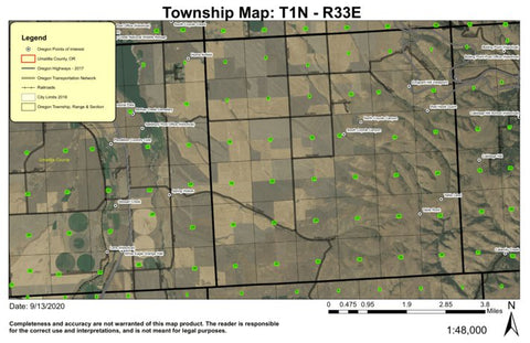 Emigrant Hill Viewpoint T1N R33E Township Map Preview 1