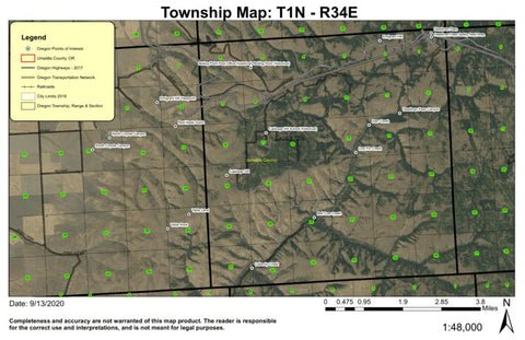Deadman Pass T1N R34E Township Map Preview 1
