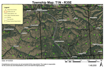 Emigrant Springs T1N R35E Township Map Preview 1