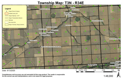 Adams T3N R34E Township Map Preview 1