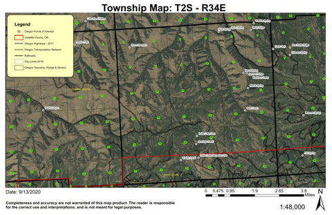 Storm Mountain T2S R34E Township Map Preview 1