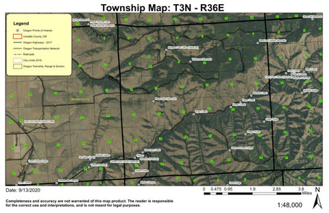 Wildhorse Mountain T3N R36E Township Map Preview 1