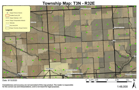 Pendleton T3N R32E Township Map Preview 1