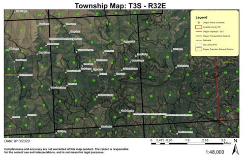 Table Mountain T3S R32E Township Map Preview 1
