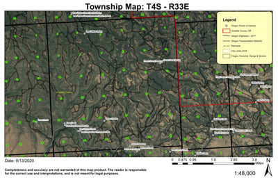 Lane Creek T4S R33E Township Map Preview 1