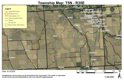 Milton-Freewater T5N R35E Township Map Preview 1