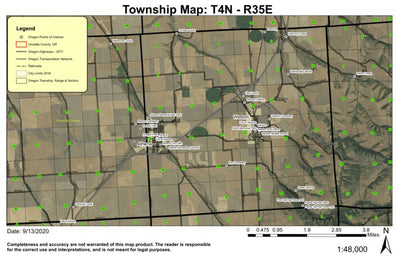 Weston T4N R35E Township Map Preview 1