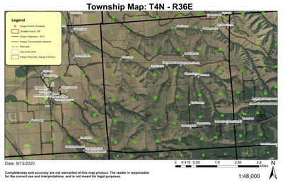 Weston Mountain T4N R36E Township Map Preview 1