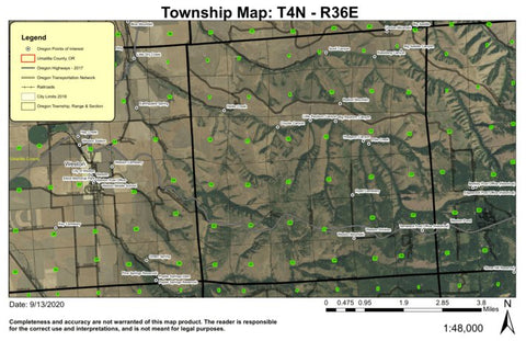 Weston Mountain T4N R36E Township Map Preview 1