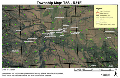 Ukiah T5S R31E Township Map Preview 1