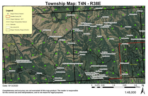 Tollgate T4N R38E Township Map Preview 1