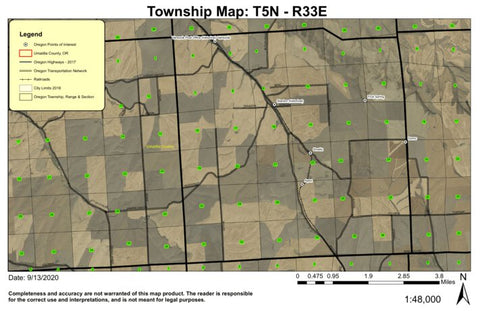 Vansycle T5N R33E Township Map Preview 1