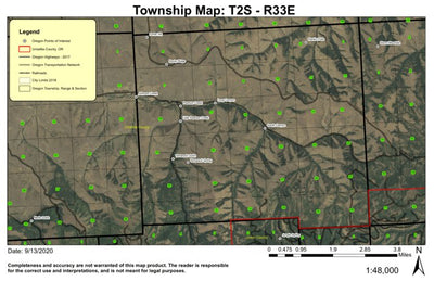 Tamarack Gulch T2S R33E Township Map Preview 1