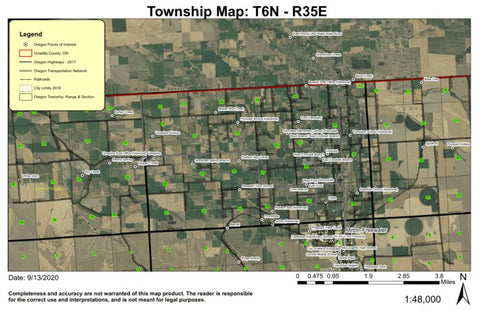 Milton-Freewater T6N R35E Township Map Preview 1