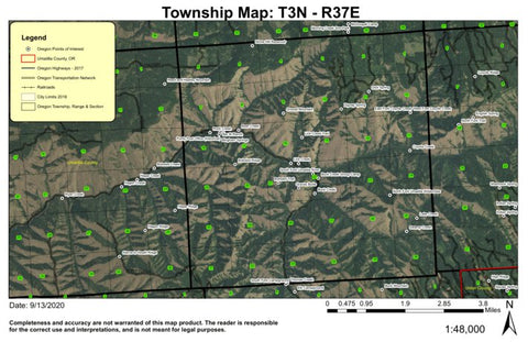 Grouse Mountain T3N R37E Township Map Preview 1