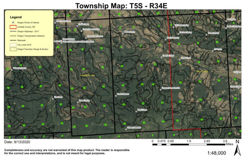 Umapine CreekT5S R34E Township Map Preview 1