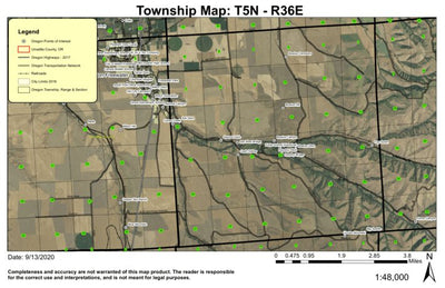 Bowlus Hill T5N R36E Township Map Preview 1