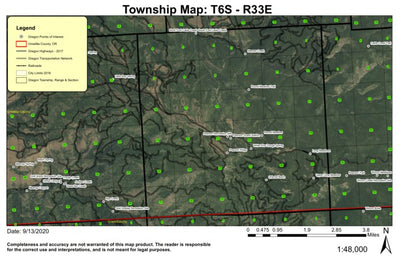 Pearson Ridge T6S R33E Township Map Preview 1