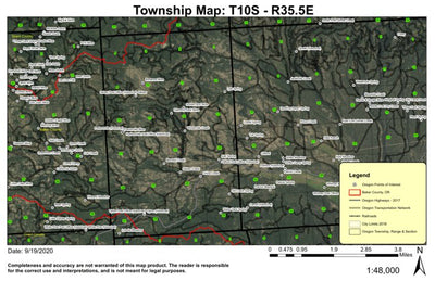 Tipton T10S R35.5E Township Map Preview 1