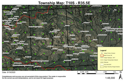 Tipton T10S R35.5E Township Map Preview 1