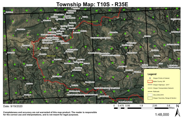 Howards Meadow T10S R35E Township Map by Super See Services | Avenza Maps