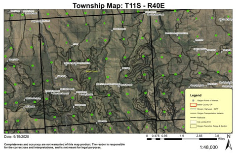 Dooley Mountain T11S R40E Township Map Preview 1