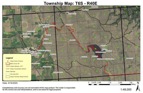 Thief Valley Reservoir T6S R40E Township Map Preview 1
