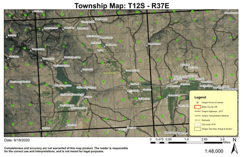 Unity Reservoir T12S R37E Township Map Preview 1