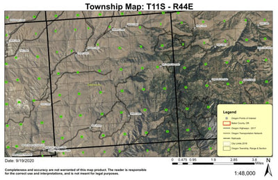 Big Lookout Mountain T11S R44E Township Map Preview 1